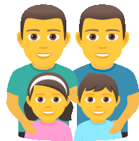 a cartoon illustration of a family with two boys and a girl