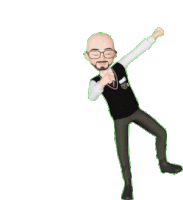 a cartoon of a man with glasses and a beard is dancing