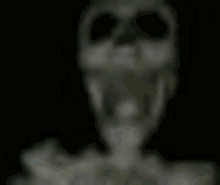 a blurry picture of a skeleton in a dark room with a dark background .