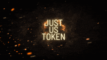 a sign that says just us token is lit up in the dark