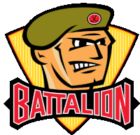 a logo for battalion shows a soldier wearing a beret