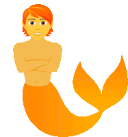 a cartoon of a mermaid with orange hair