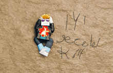 a drawing of a person laying on the ground with the words " iyi geceler kiit " written on the bottom