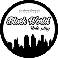 a black and white logo for black world role play .