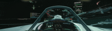 a cockpit of a fighter jet with a display that says ' a ' on it