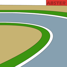 a cartoon drawing of a track with a sign that says abster on it