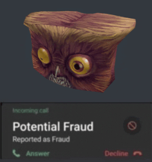 a picture of an owl with potential fraud reported