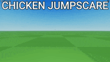 a chicken is jumping in the air with the words " chicken jumpscarf " below it