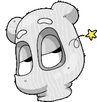 a cartoon drawing of a teddy bear with a yellow star coming out of its nose