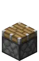 a wooden block is sitting on top of a stone block in minecraft .