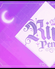 a purple and white sign that says " king pen "