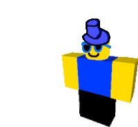 a roblox character with a blue top hat and sunglasses