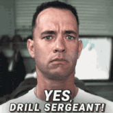 a man with the words yes drill sergeant written on his shirt