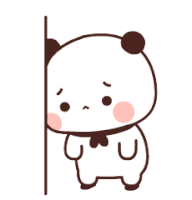 a cartoon panda bear is leaning against a wall and looking sad .