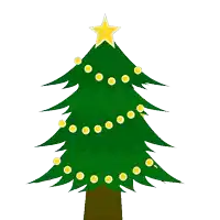 a cartoon christmas tree with a star on top