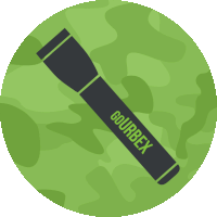 an icon of a gourbex flashlight on a camouflage background