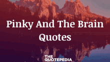 a poster for pinky and the brain quotes with a mountain in the background