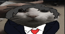 a drawing of a cat with a suit and tie on