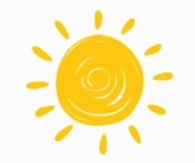 a yellow sun with a swirl in the middle on a white background