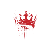 a bloody crown on a white background with drips of blood