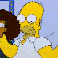 a cartoon of homer simpson giving a thumbs up to a woman