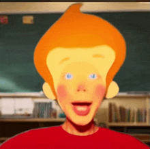 a cartoon character with red hair and blue eyes