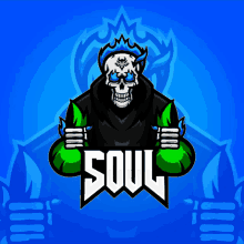 a skull mascot with the word soul on it