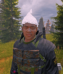 a man with a foil hat on his head