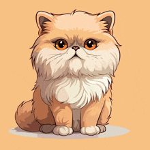 a cartoon illustration of a fluffy cat sitting down