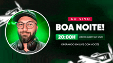 a bearded man wearing headphones is on a green background with the words boa noite in white letters