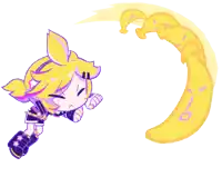 a cartoon drawing of a girl with yellow hair and a yellow circle with the letter o on it