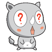 a cartoon of a cat with a question mark on its eyes