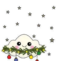 a cartoon illustration of a cloud decorated with christmas decorations