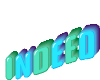 the word indeed is displayed in blue and green on a white background