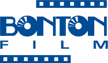 a blue logo for bonton film with a white background