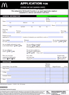 a mcdonald 's application for giving me my bankoai grips