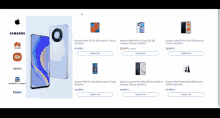 a screenshot of a website showing a few different phones