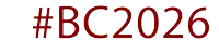 a sign that says # bc2026 in red and gold
