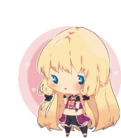 a chibi drawing of a girl with long blonde hair