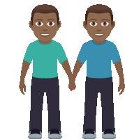 a cartoon of two men holding hands and smiling