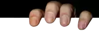 a close up of a person 's fingers holding a white board