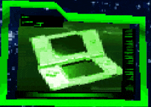 a green pixelated image of a nintendo ds game system