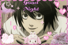 a picture of l from death note with the words good night