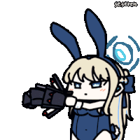 a cartoon of a girl with bunny ears and a gun