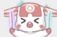 a cartoon of a rabbit with wings and a circle in the middle of its head .