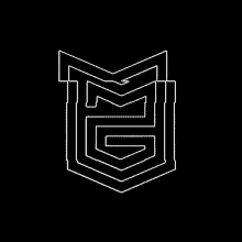 a white logo on a black background that looks like a maze or labyrinth .