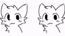 two drawings of a cat with different facial expressions