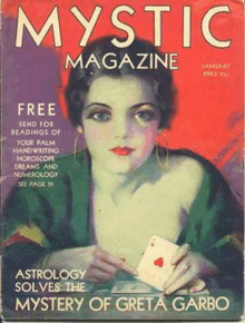 the cover of mystic magazine shows a woman holding an ace of hearts