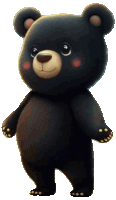 a black teddy bear is standing on its hind legs