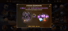 a screenshot of a game that says chasse legendaire cible le necromancen